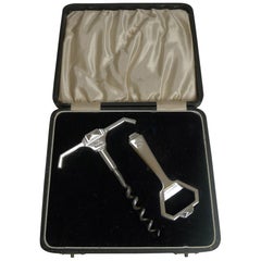 Cavatappi e apribottiglie d'epoca in argento Sterling Art Deco, Birmingham, 1933