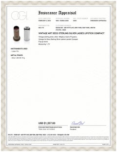 Vintage Art Deco Sterling Silver Ladies 1.75 Inch Lipstick Compact