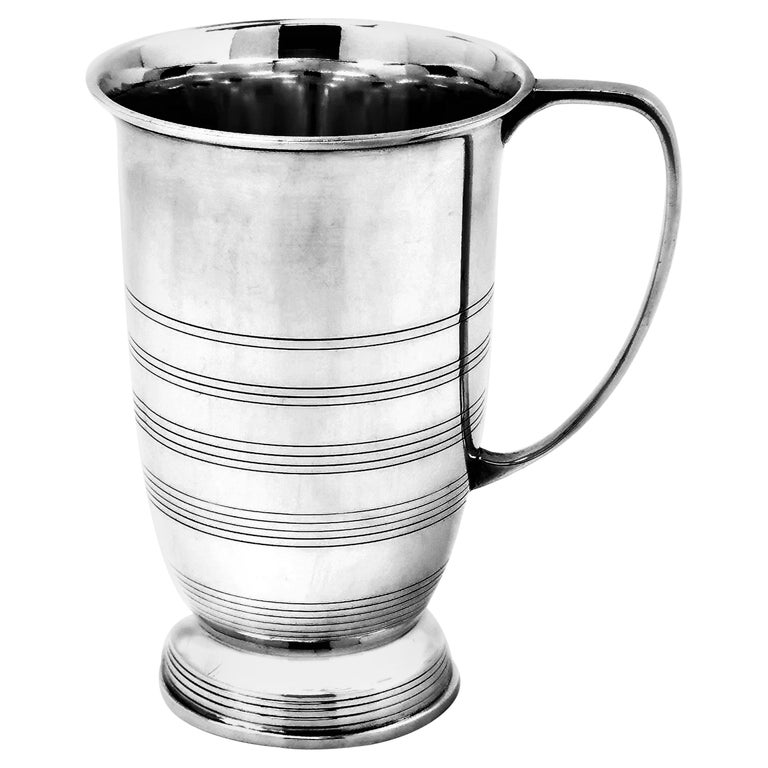Vintage Art Deco Sterling Silver Mug Tankard 1936 For Sale