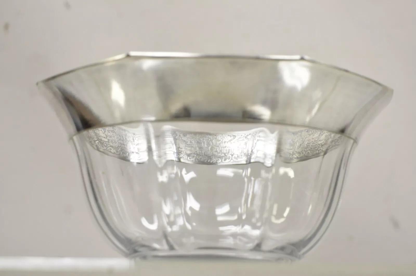 Vetro Vintage Art Deco Sterling Silver Overlay Figural Dutch Country Scenes Glass Bowl (ciotola in vetro) in vendita