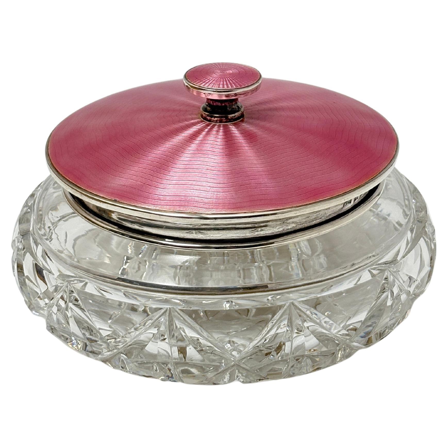 Polveriera d'epoca Art Deco Stirling in argento e smalto Birmingham 1930 in vendita