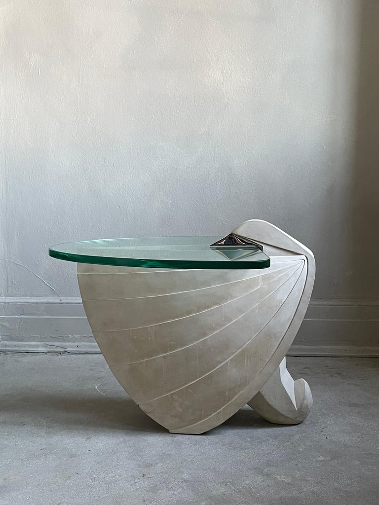 Vintage Art Deco Stone Swan End Table For Sale at 1stDibs