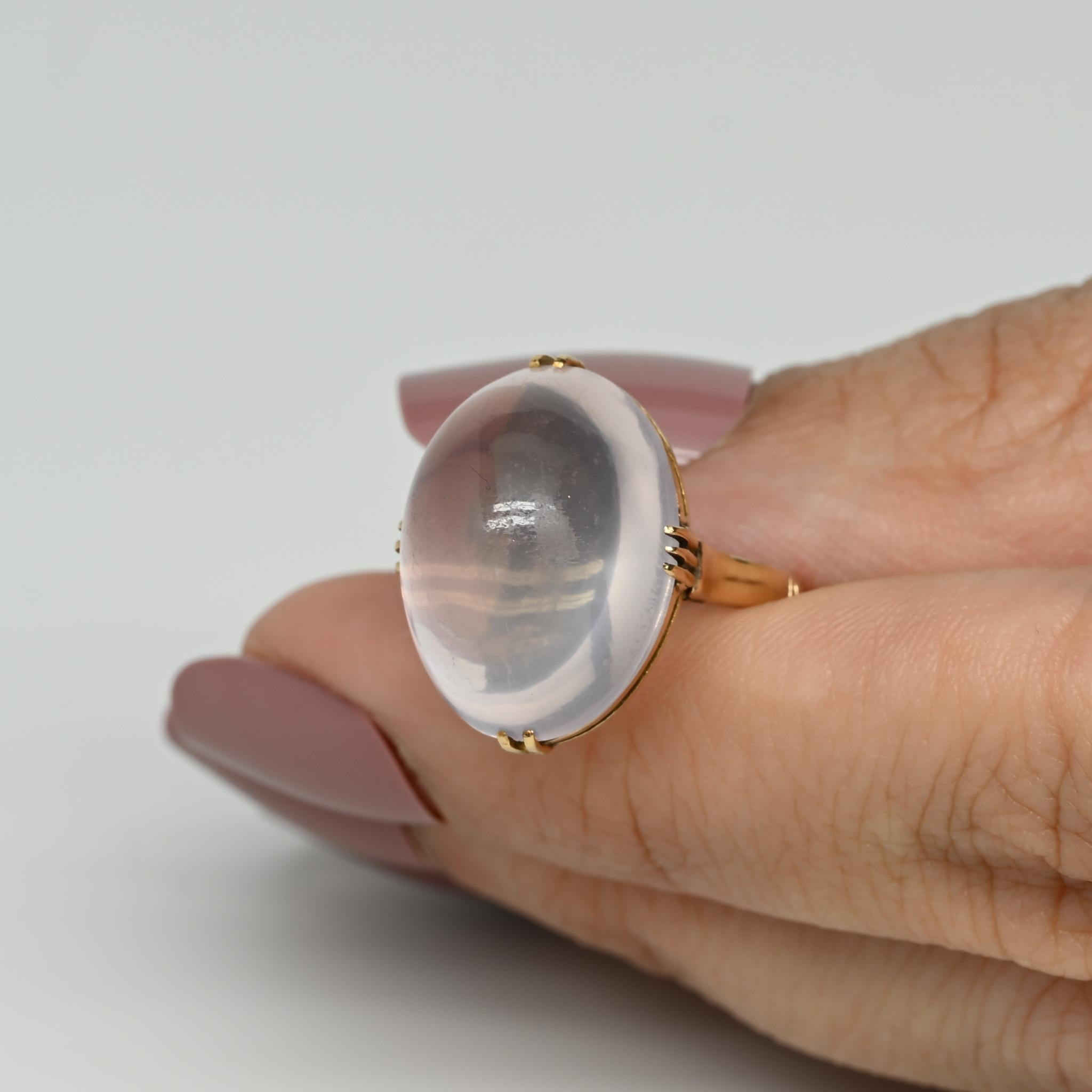 Vintage Art Deco Style 18.3ct Lavender Moonstone Cabochon Ring 7
