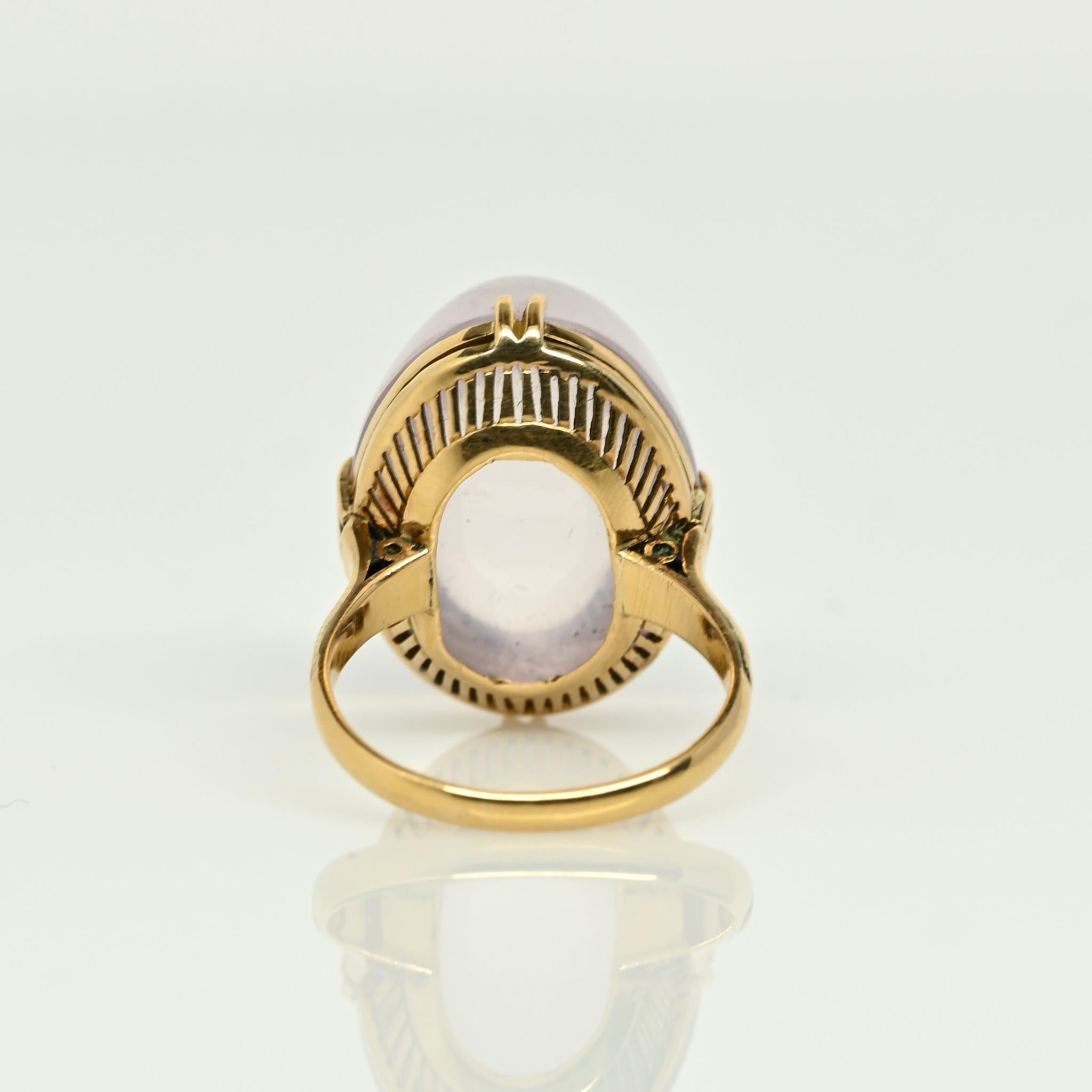 Vintage Art Deco Style 18.3ct Lavender Moonstone Cabochon Ring In Good Condition In Addison, TX
