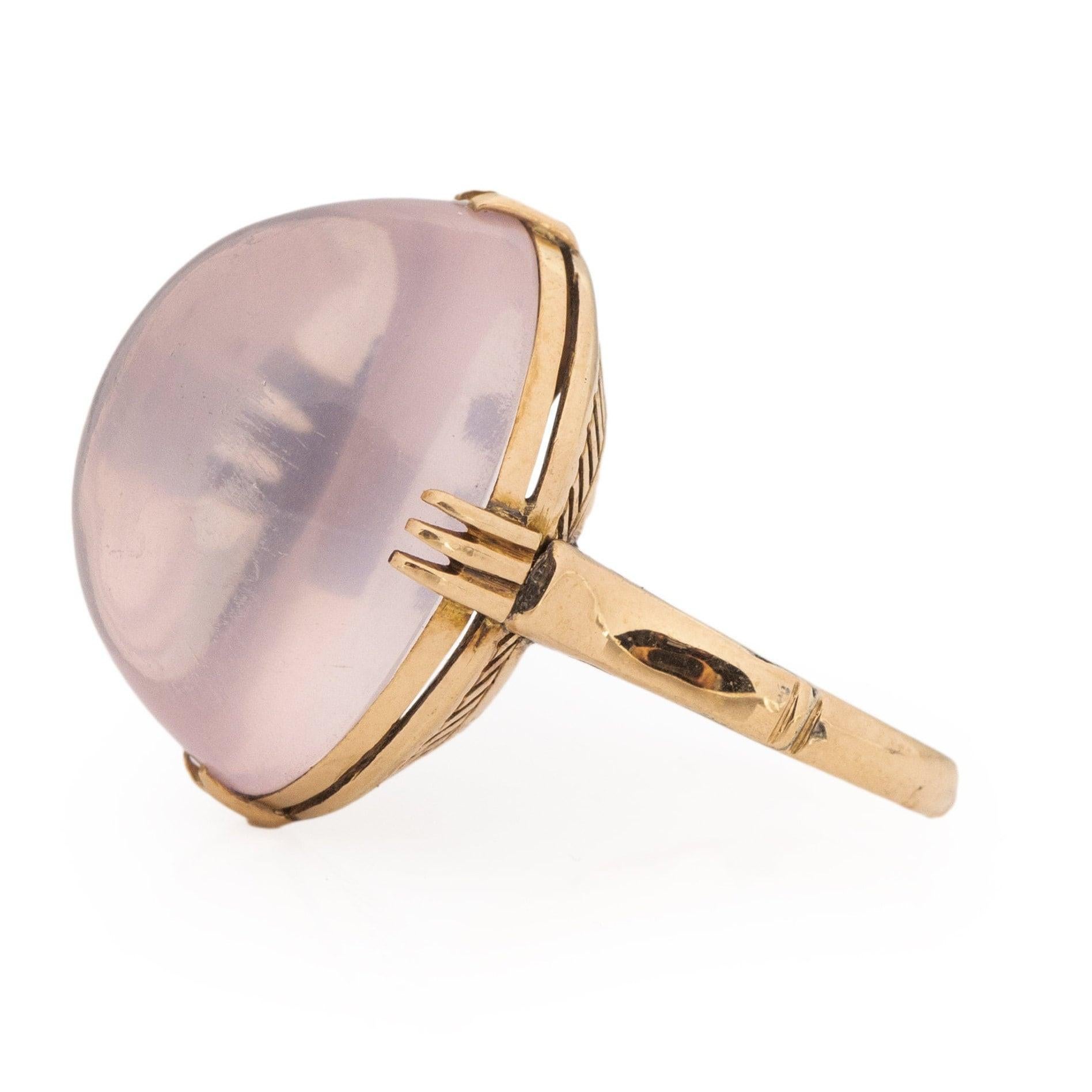 Women's Vintage Art Deco Style 18.3ct Lavender Moonstone Cabochon Ring For Sale