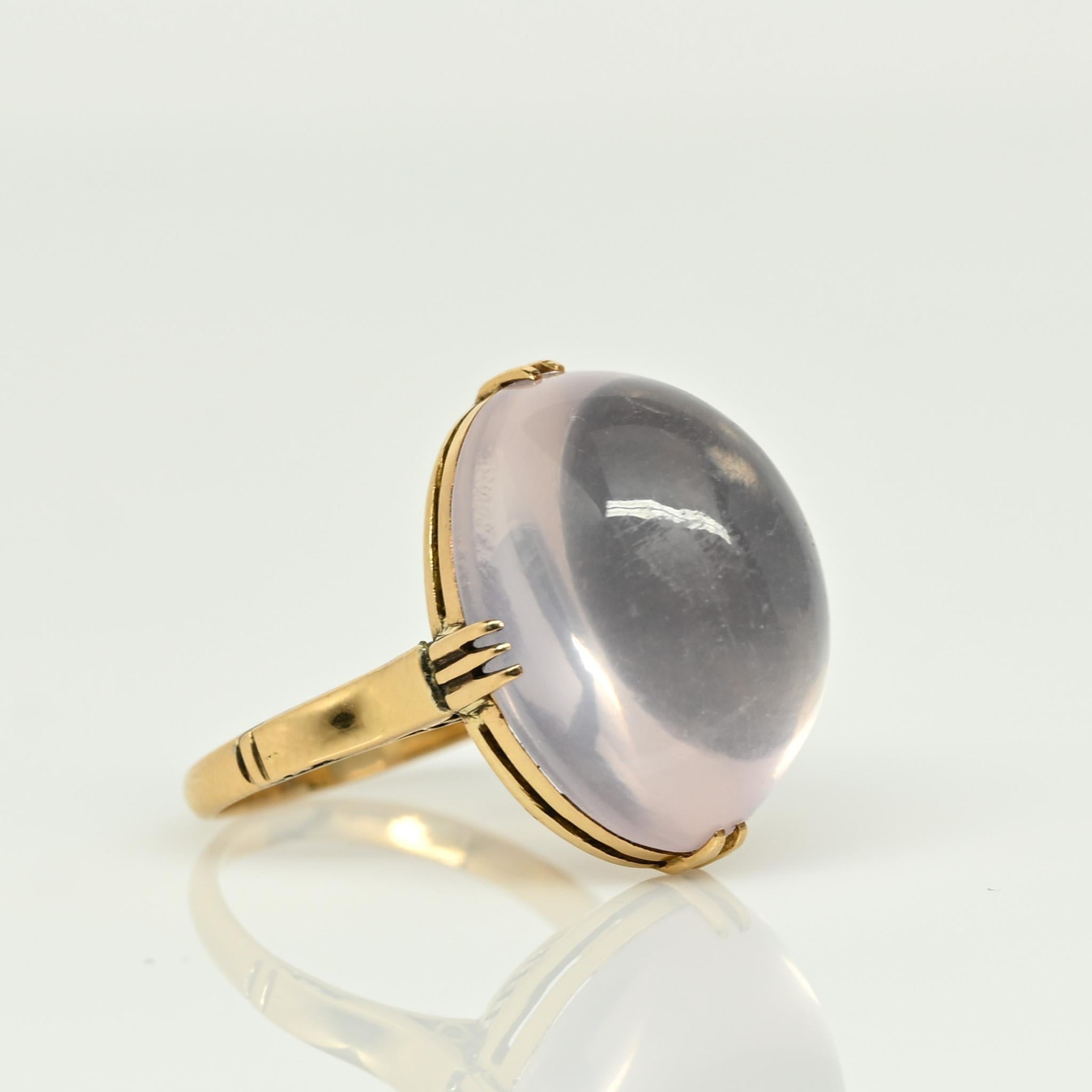 Women's Vintage Art Deco Style 18.3ct Lavender Moonstone Cabochon Ring