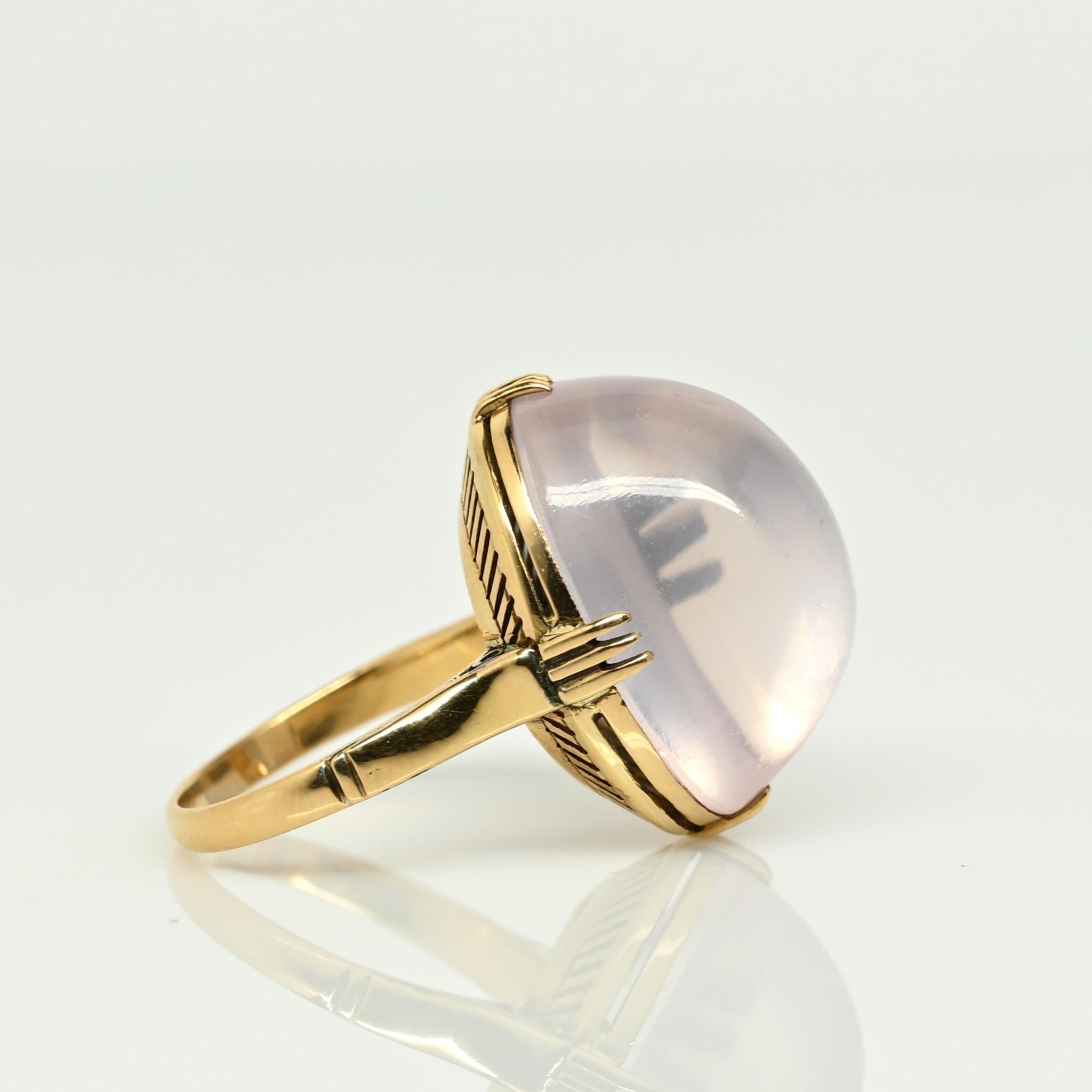 Vintage Art Deco Style 18.3ct Lavender Moonstone Cabochon Ring 1