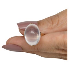 Anello con cabochon di pietra di luna lavanda d'epoca in stile Art Deco da 18,3 carati