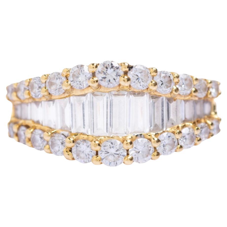 Anello vintage in stile Art Deco con pavé di diamanti in oro 18 ct. in vendita