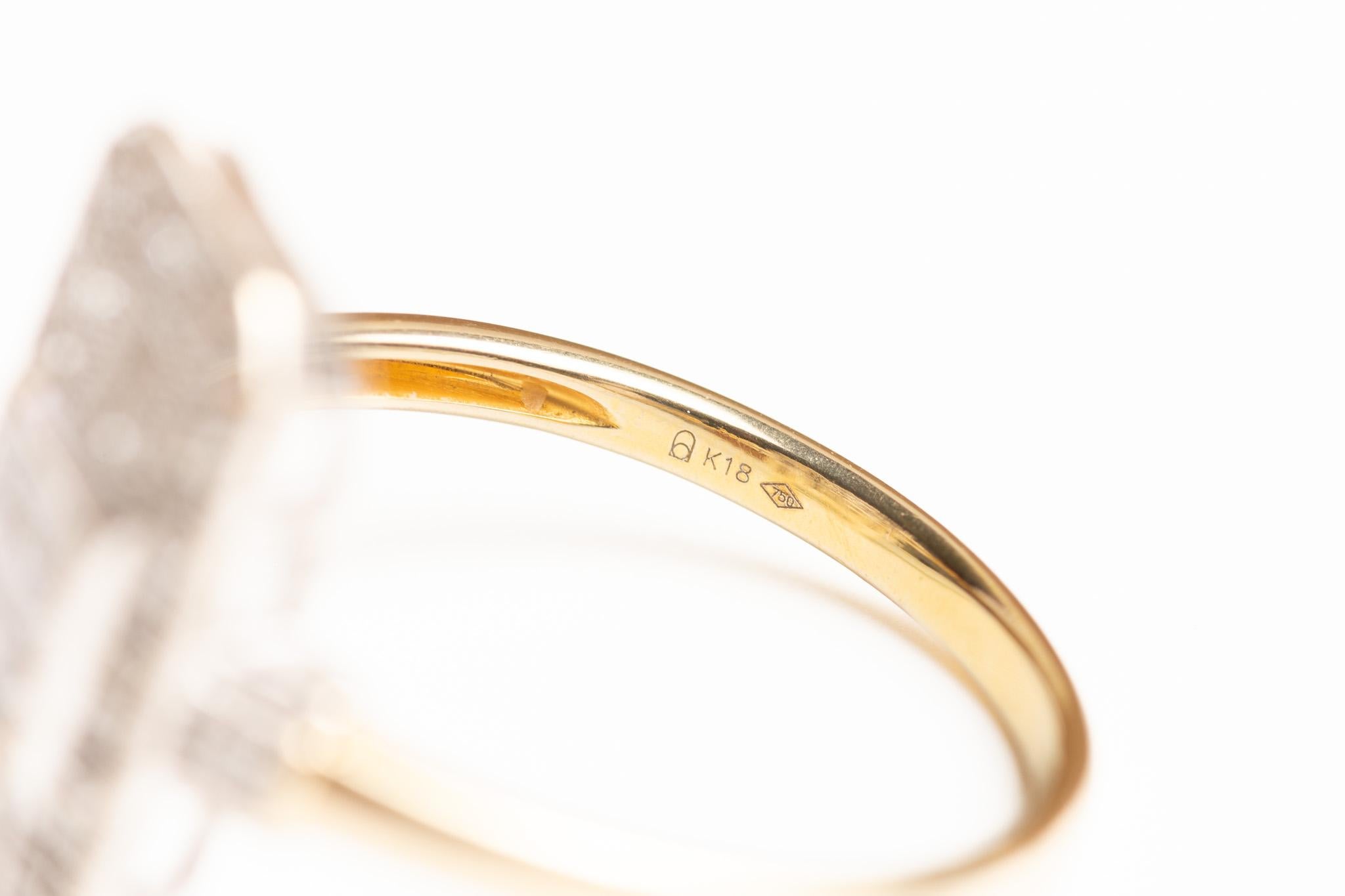 Vintage Art Deco Style 18ct Gold Diamond Plaque Ring For Sale 4