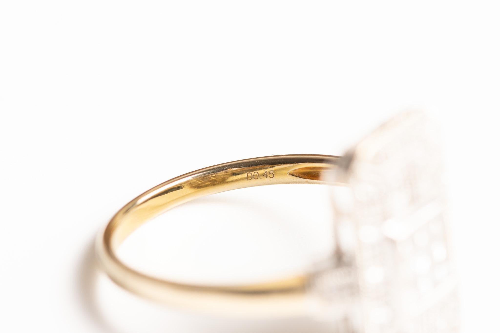 Vintage Art Deco Style 18ct Gold Diamond Plaque Ring For Sale 5