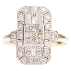 Bague plaquée en or 18 carats de style Art déco vintage