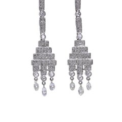 Vintage Art Deco Style 18KT Gold Diamond Drop Earrings