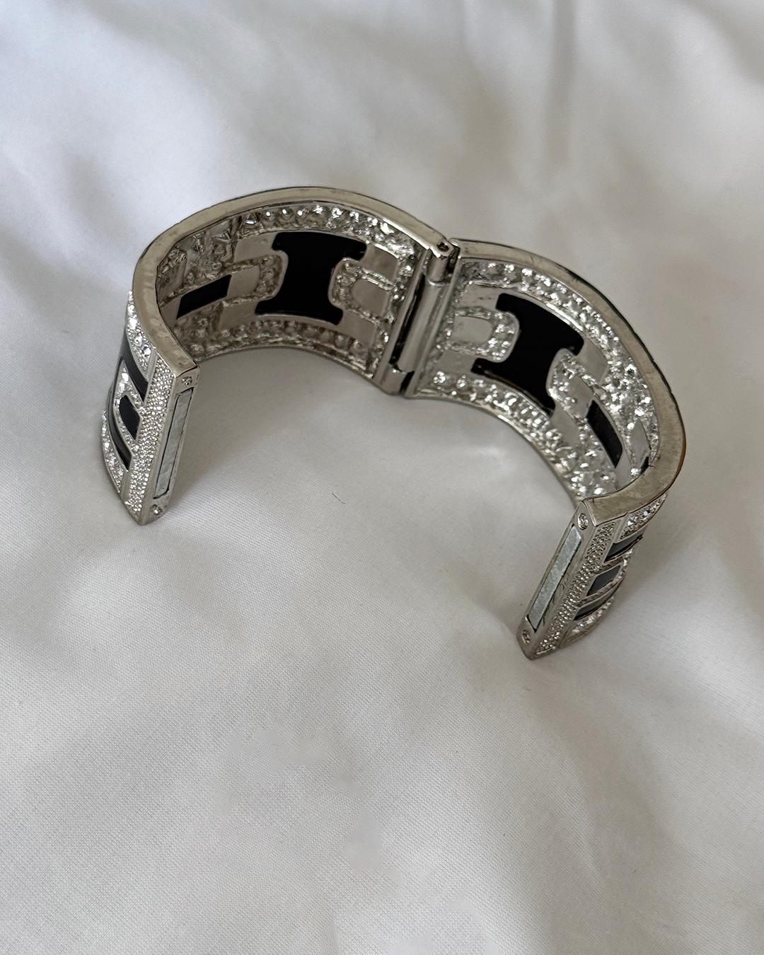 Bracciale vintage con smalto nero in stile Art Déco in vendita 4