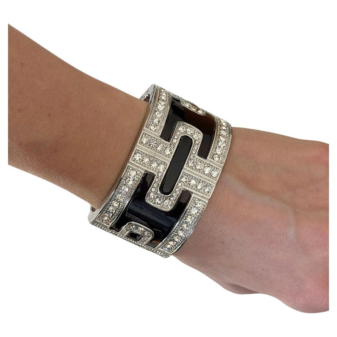 Bracciale vintage con smalto nero in stile Art Déco in vendita