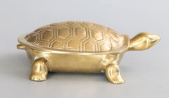 Vintage Art Deco Style Brass Turtle Trinket Box