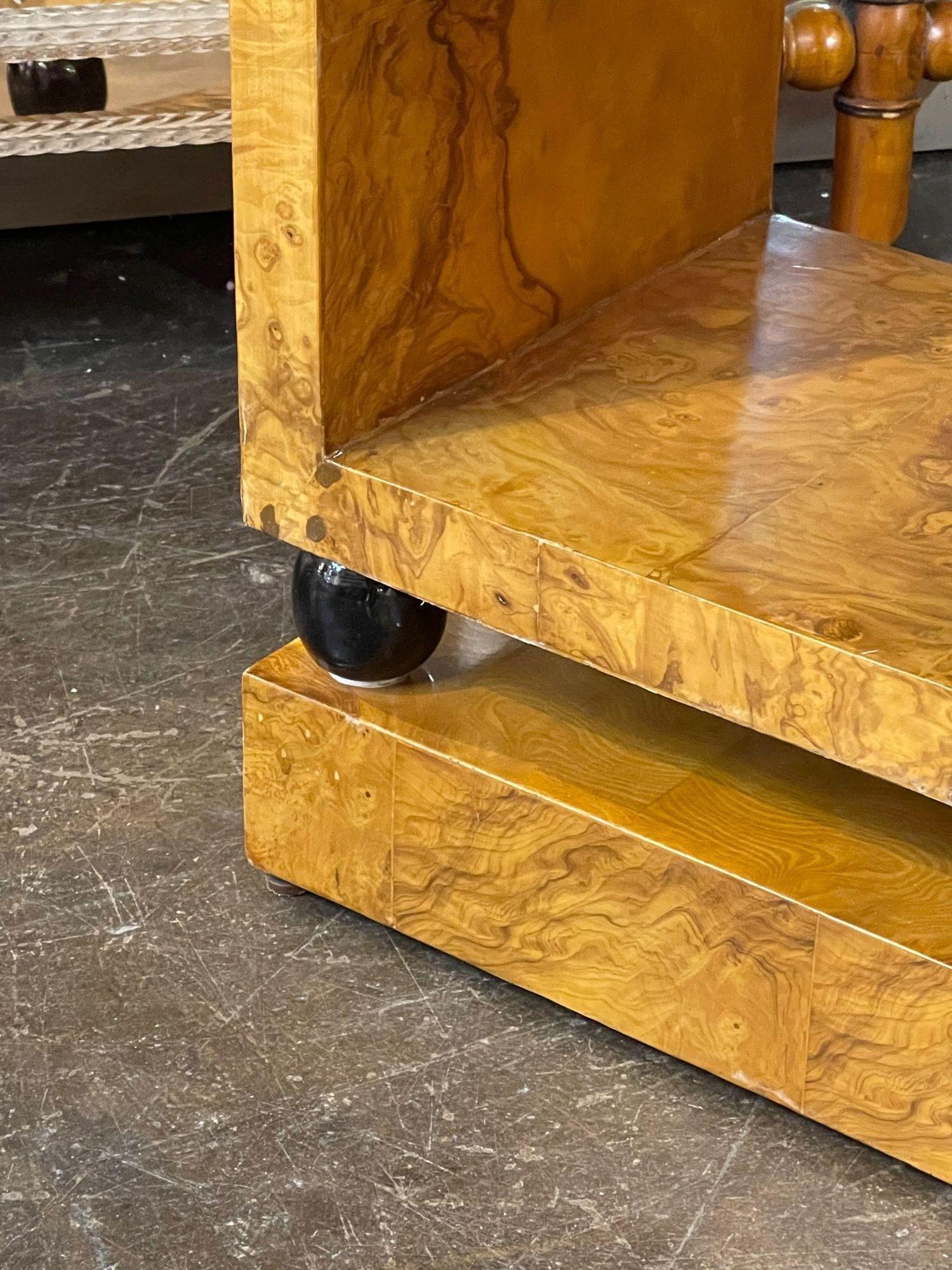 Italian Vintage Art Deco Style Burl Walnut Etagere Shelf
