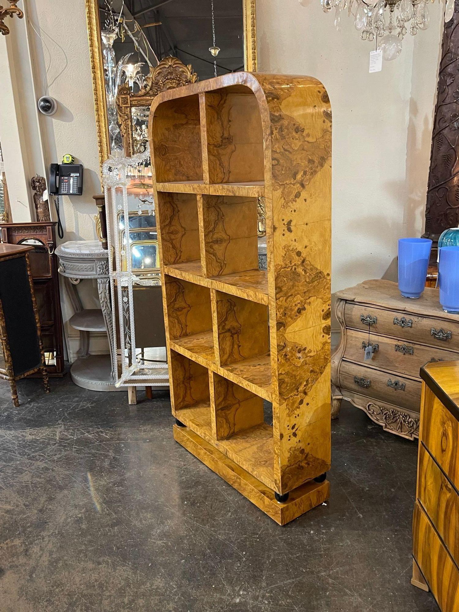 20th Century Vintage Art Deco Style Burl Walnut Etagere Shelf