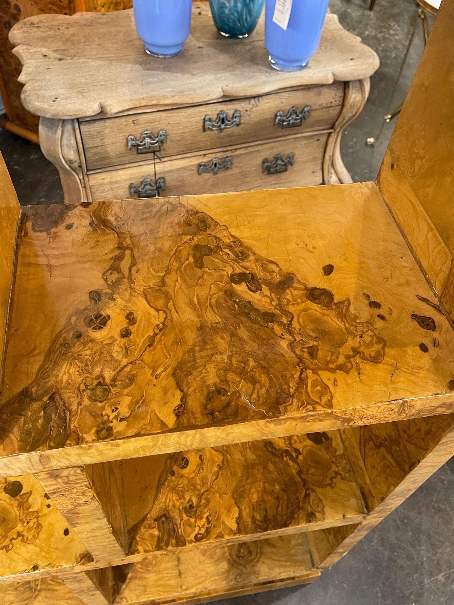 Vintage Art Deco Style Burl Walnut Etagere Shelf 1