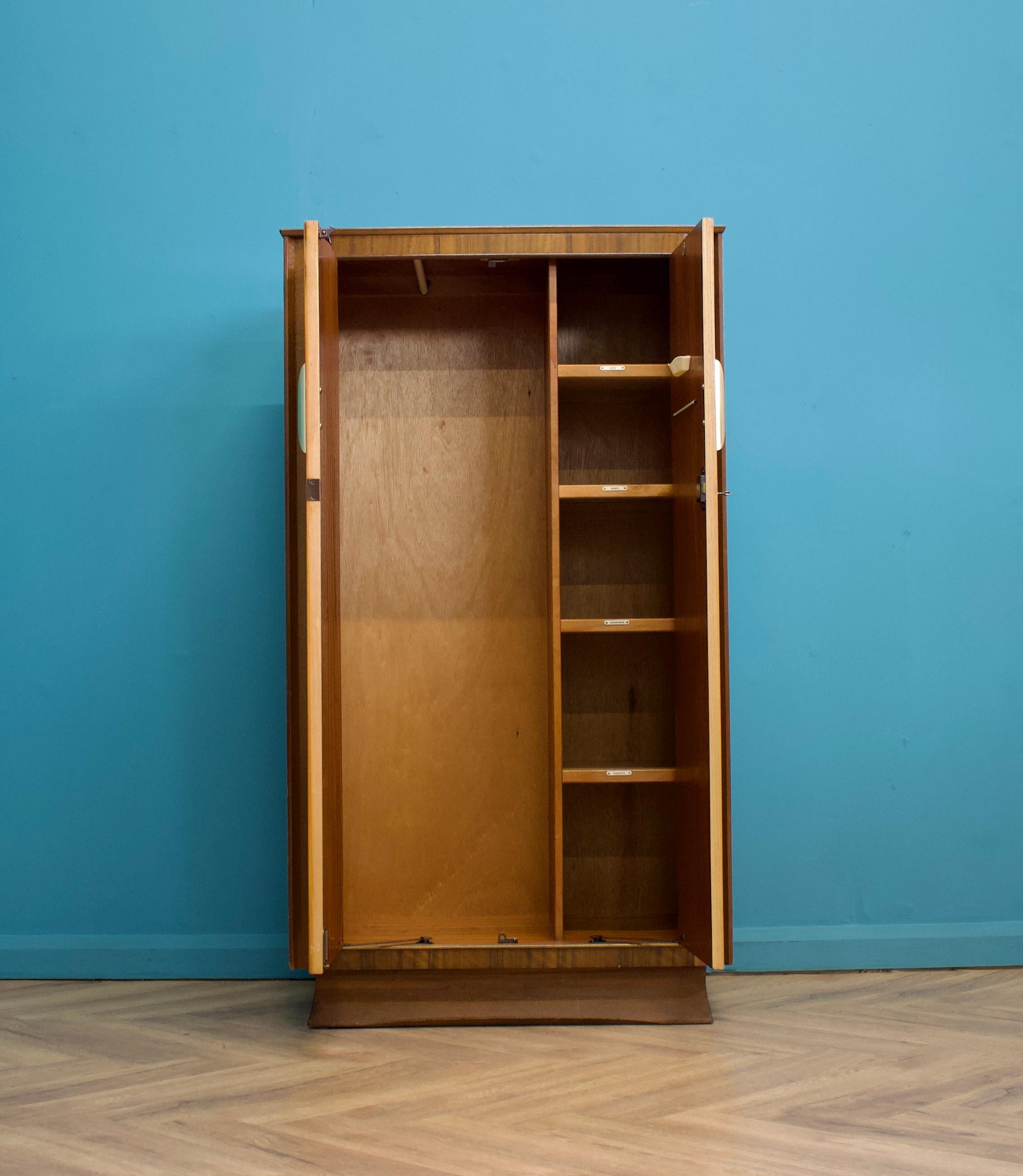 Vintage Art Deco Style Burr Walnut Compact Compactum Wardrobe, 1950s 2