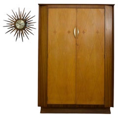 Vintage Art Deco Style Burr Walnut  Wardrobe, 1950s