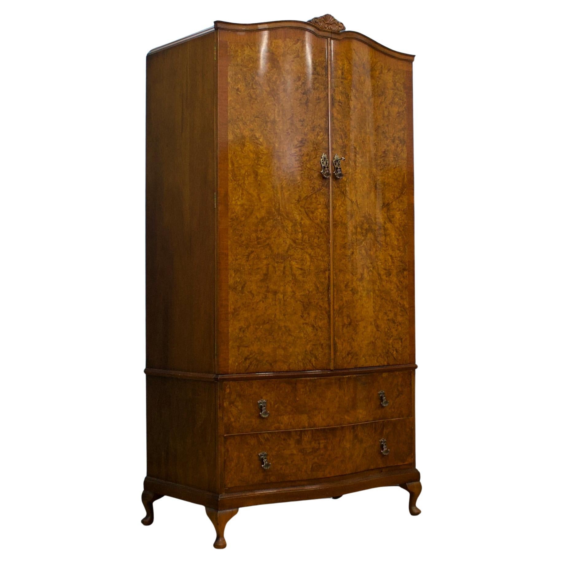 Armadio in radica d'epoca in stile Art Déco, anni '50 in vendita