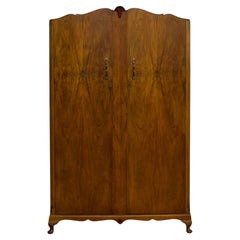 Vintage Art Deco Style Burr Walnut Wardrobe from Wrighton, 1950s