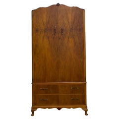 Vintage Art Deco Style Burr Walnut Wardrobe from Wrighton, 1950s