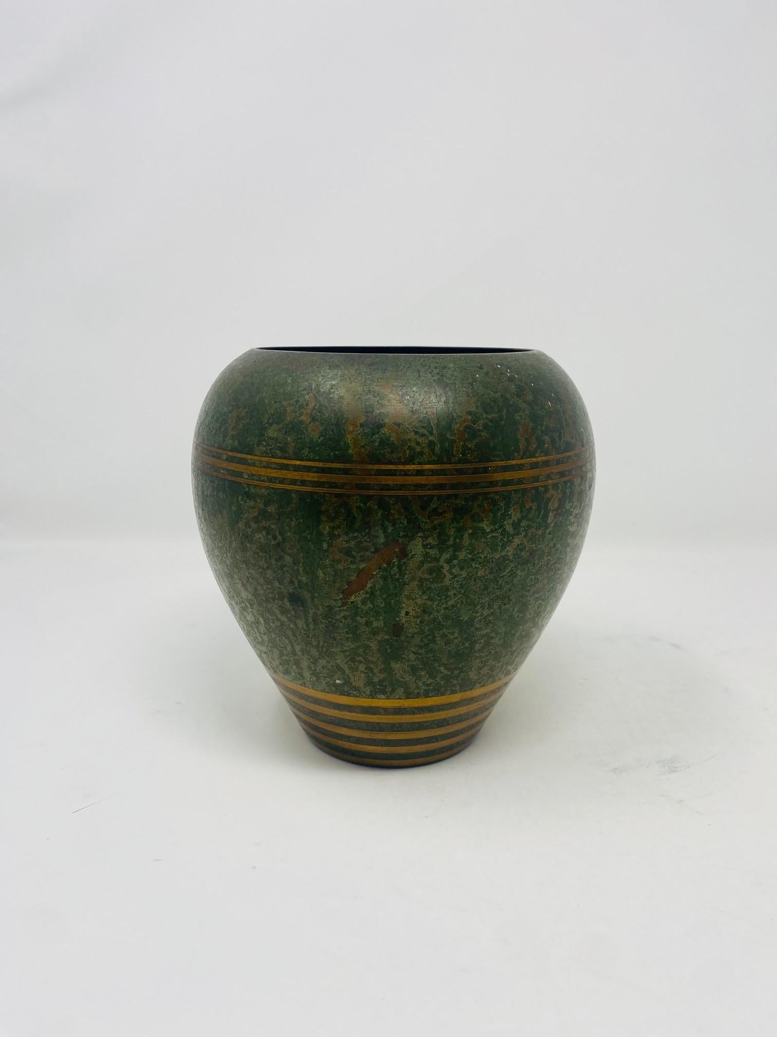 Vintage Art Deco Style Carl Sorensen Nordane Verdigris Bronze Vase 1