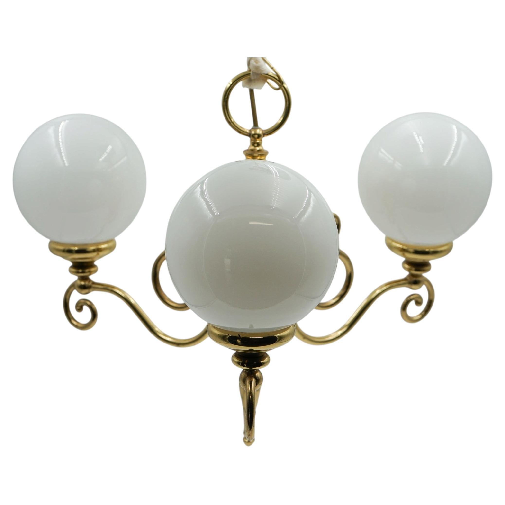 VINTAGE ART DECO STYLE CEILiNG CHANDELIER THREE ARM PENDANT (2/2) For Sale