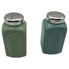 Retro Art Deco Style Ceramic Salt and Pepper Shakers