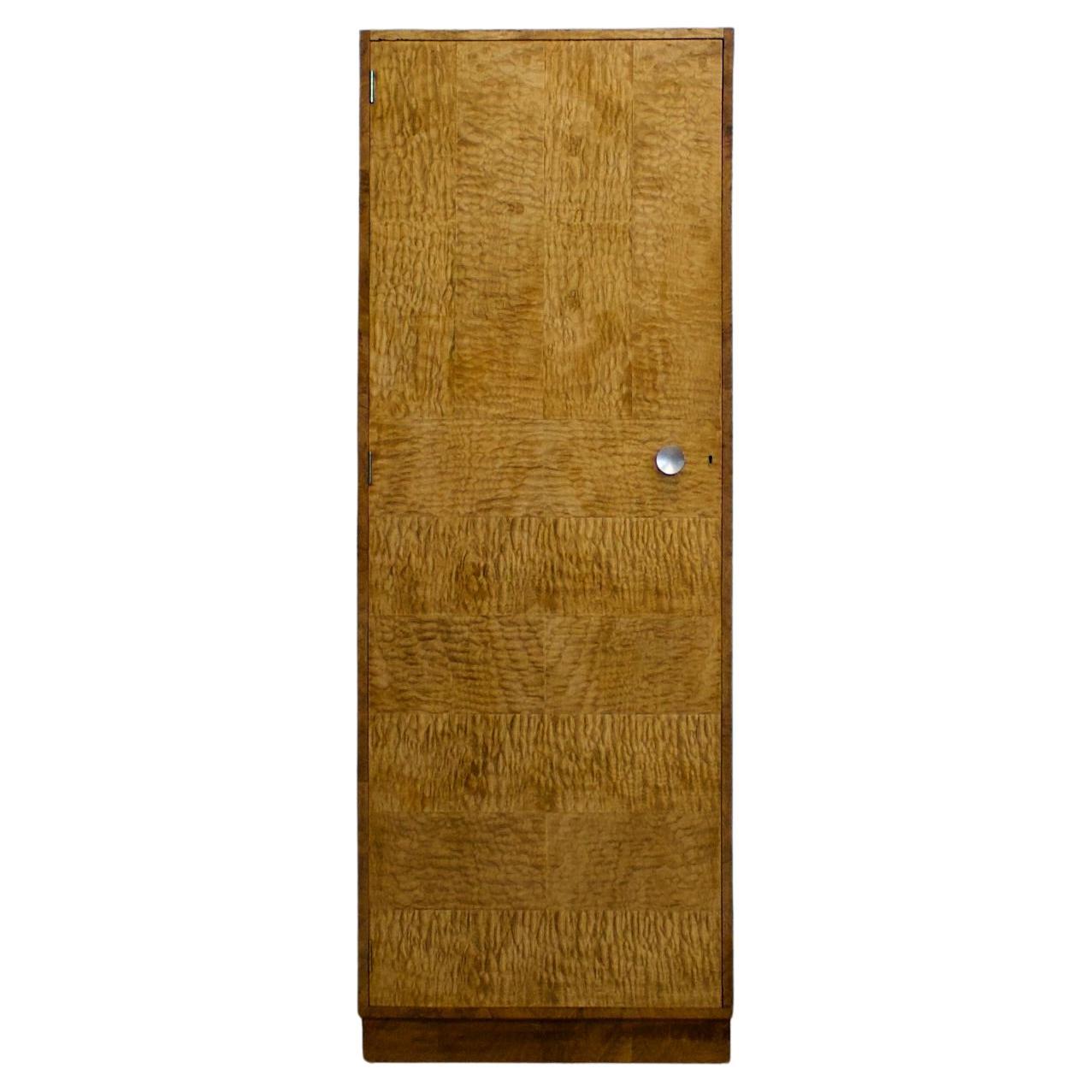 Vintage Art Deco Style Compact Birch Wardrobe, 1950s