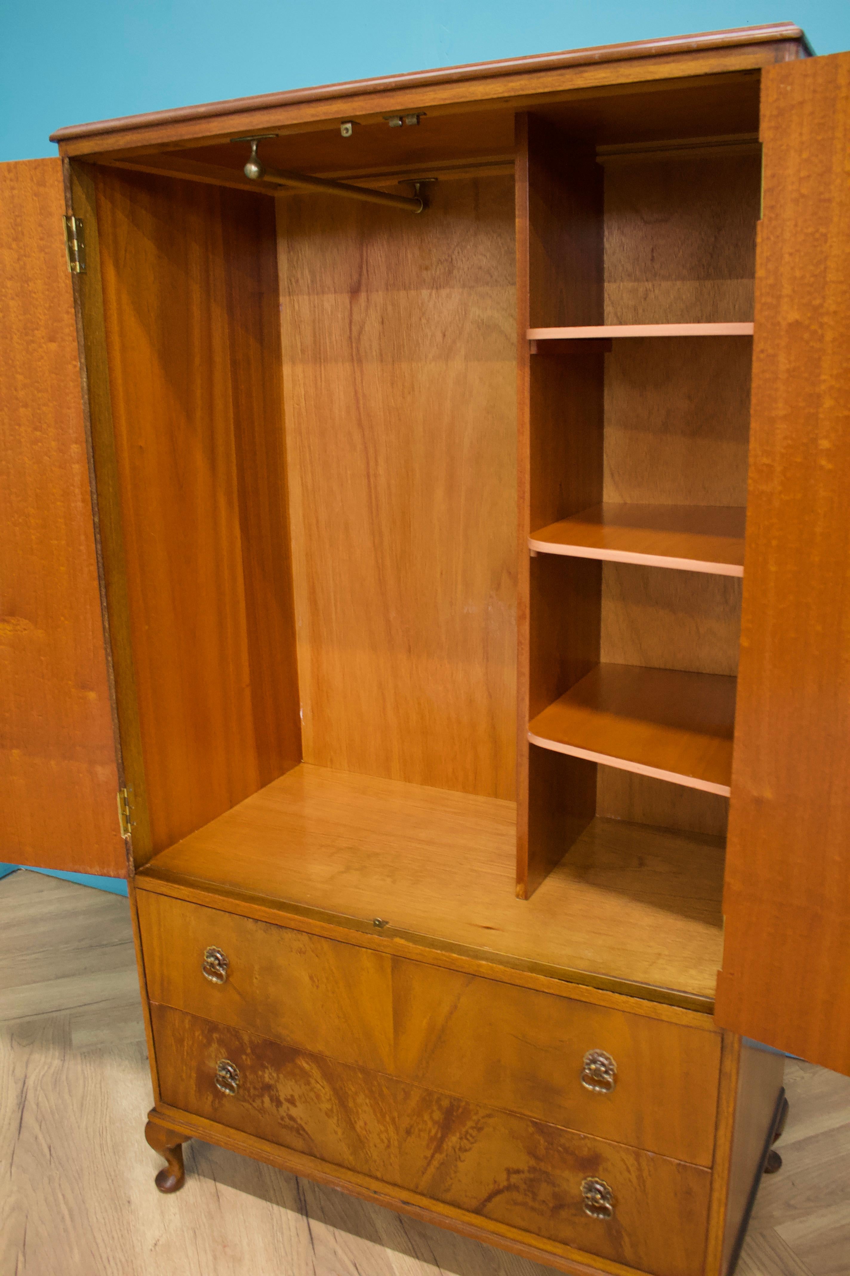 Wood Vintage Art Deco Style Compactum Wardrobe, 1950s