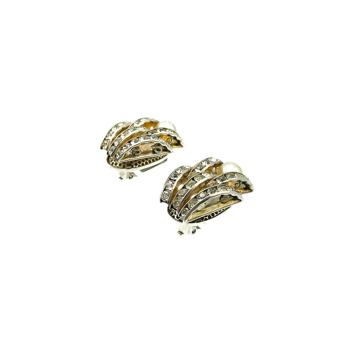 Vintage-Ohrringe aus Kristall und Perlen im Art déco-Stil, 1950er Jahre im Zustand „Gut“ im Angebot in Wilmslow, GB