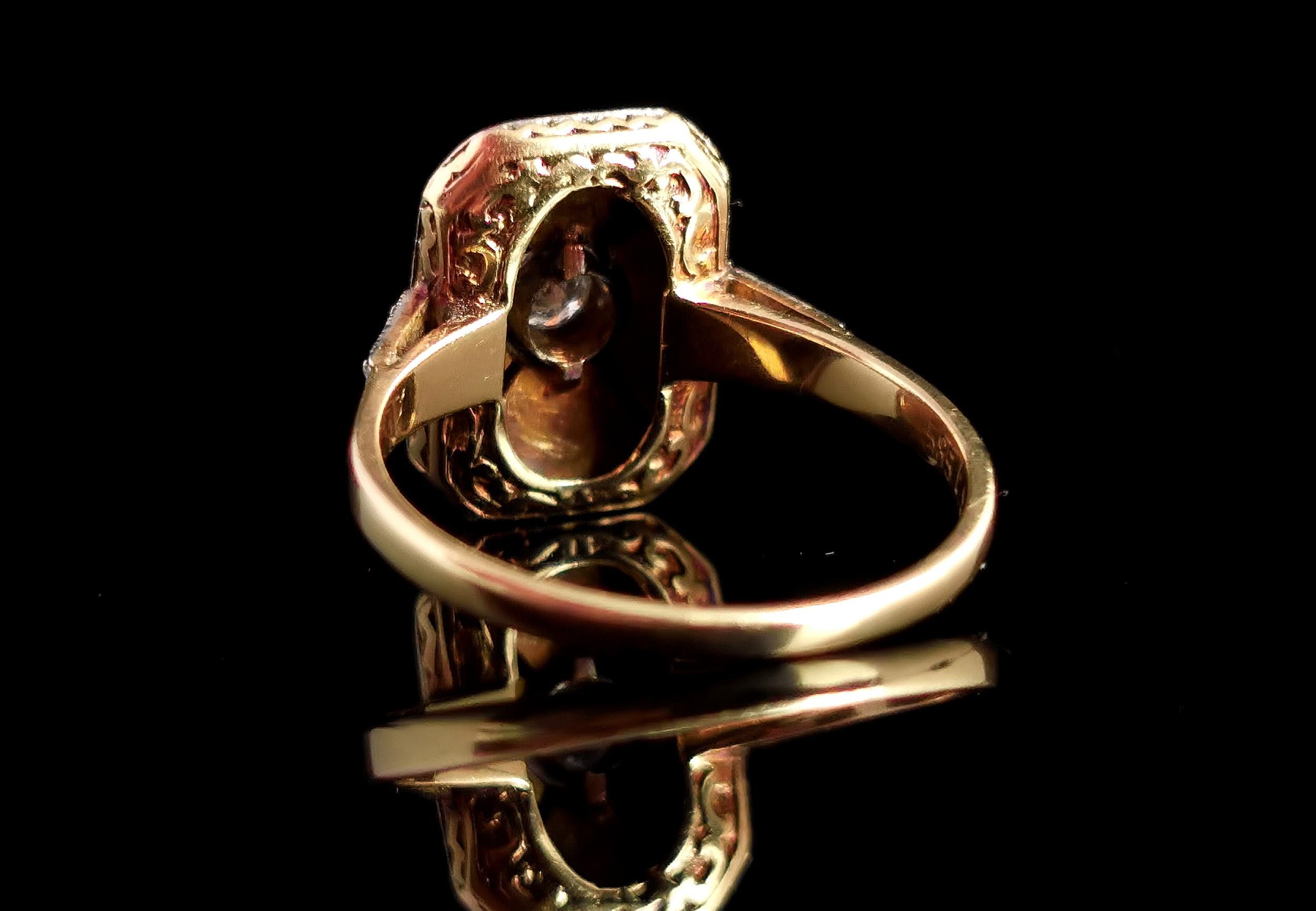 Vintage Art Deco Style Diamond Panel Ring, 14k Yellow Gold 4