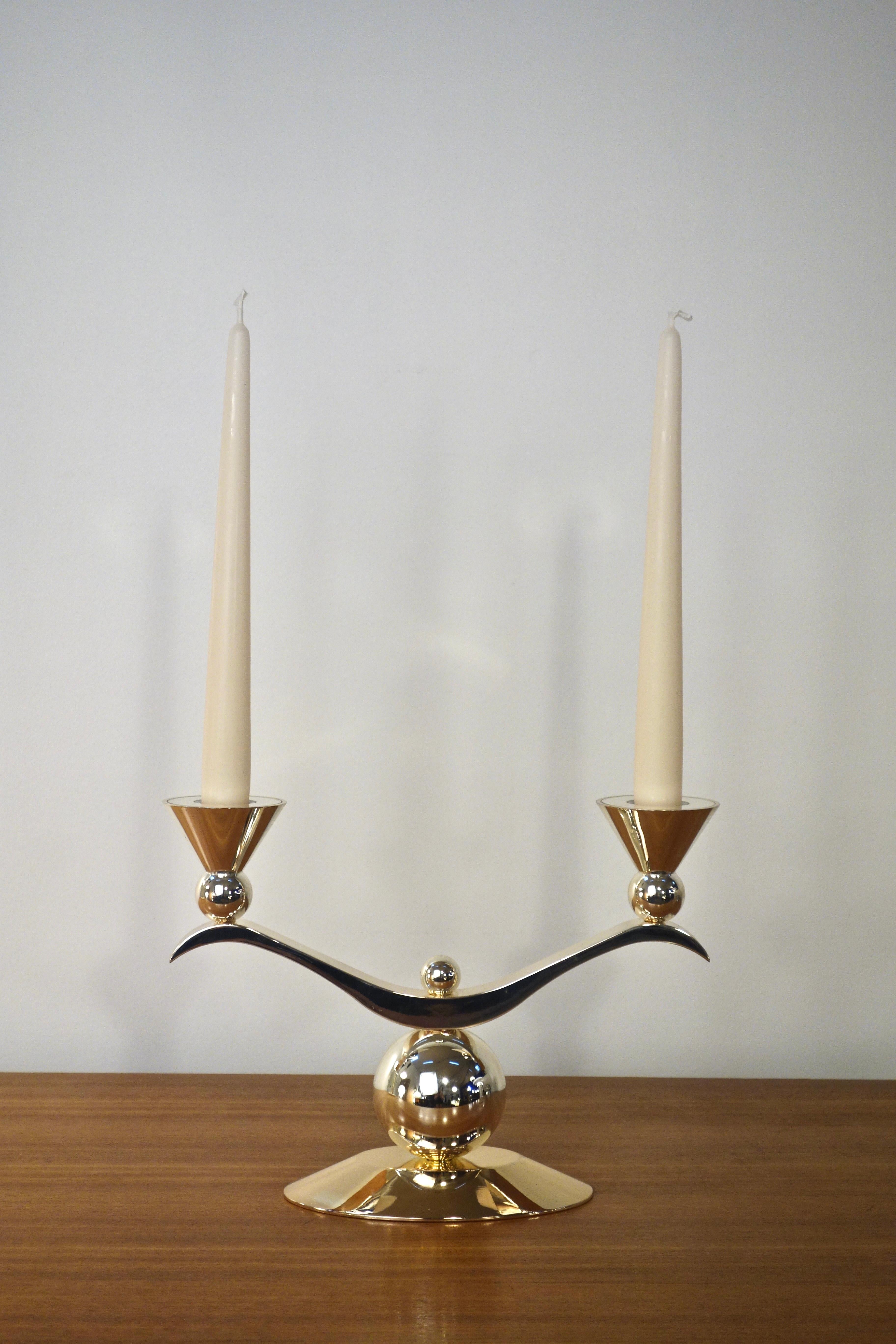 Late 20th Century Vintage Art Deco style double candle holder For Sale