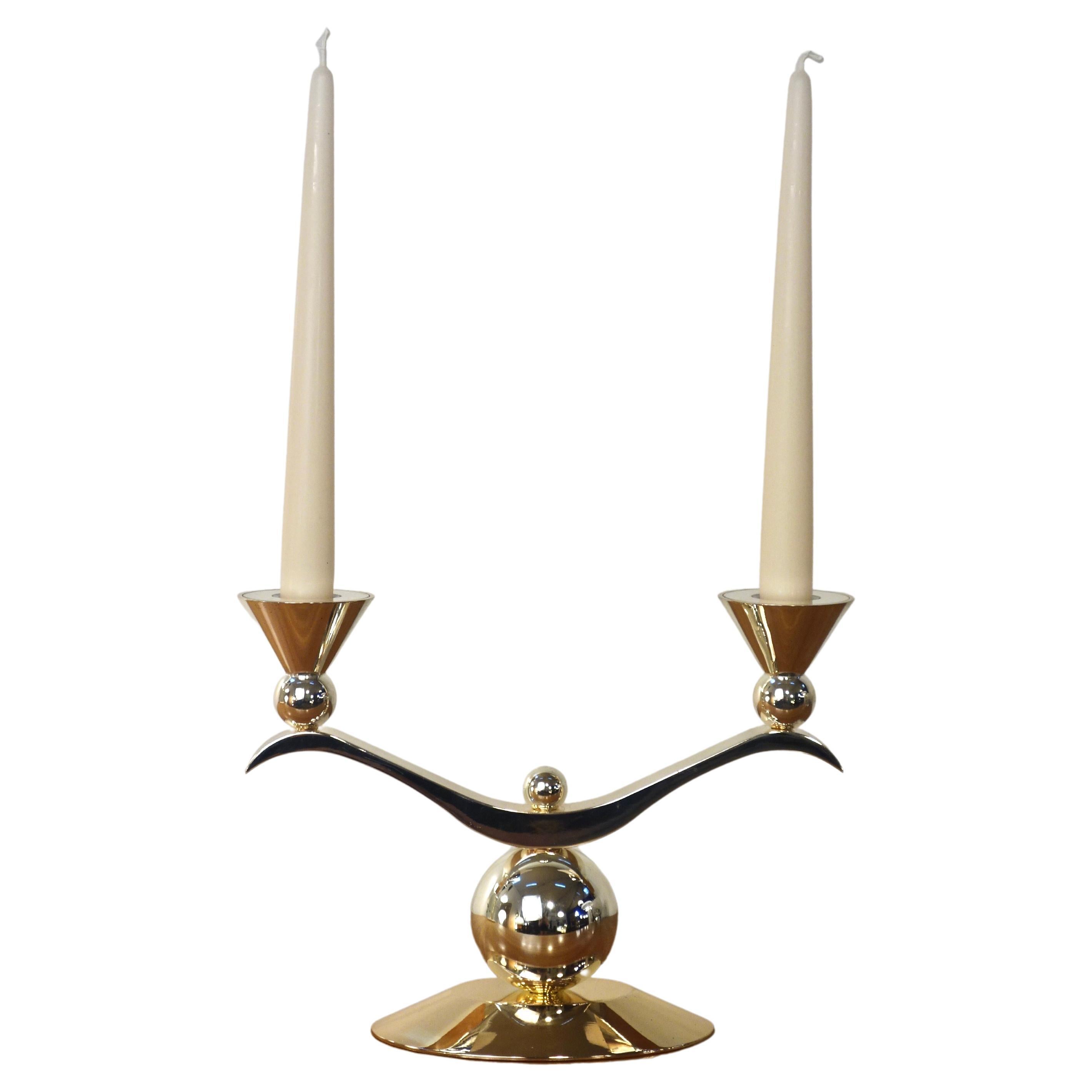 Doppelter Kerzenhalter im Art Deco-Stil im Angebot