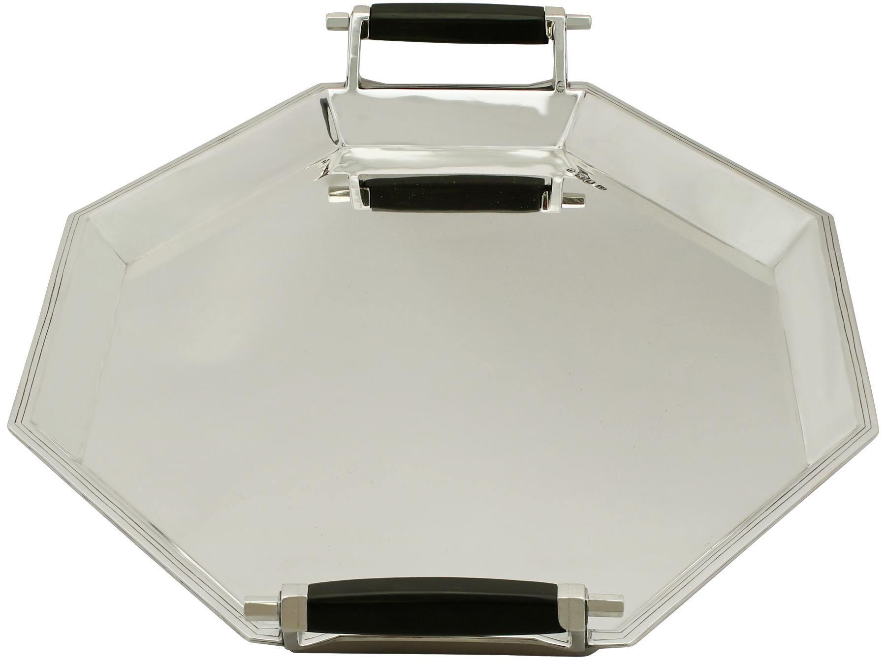 Mid-20th Century Vintage Art Deco Style English Sterling Silver Tray by Viner's Ltd