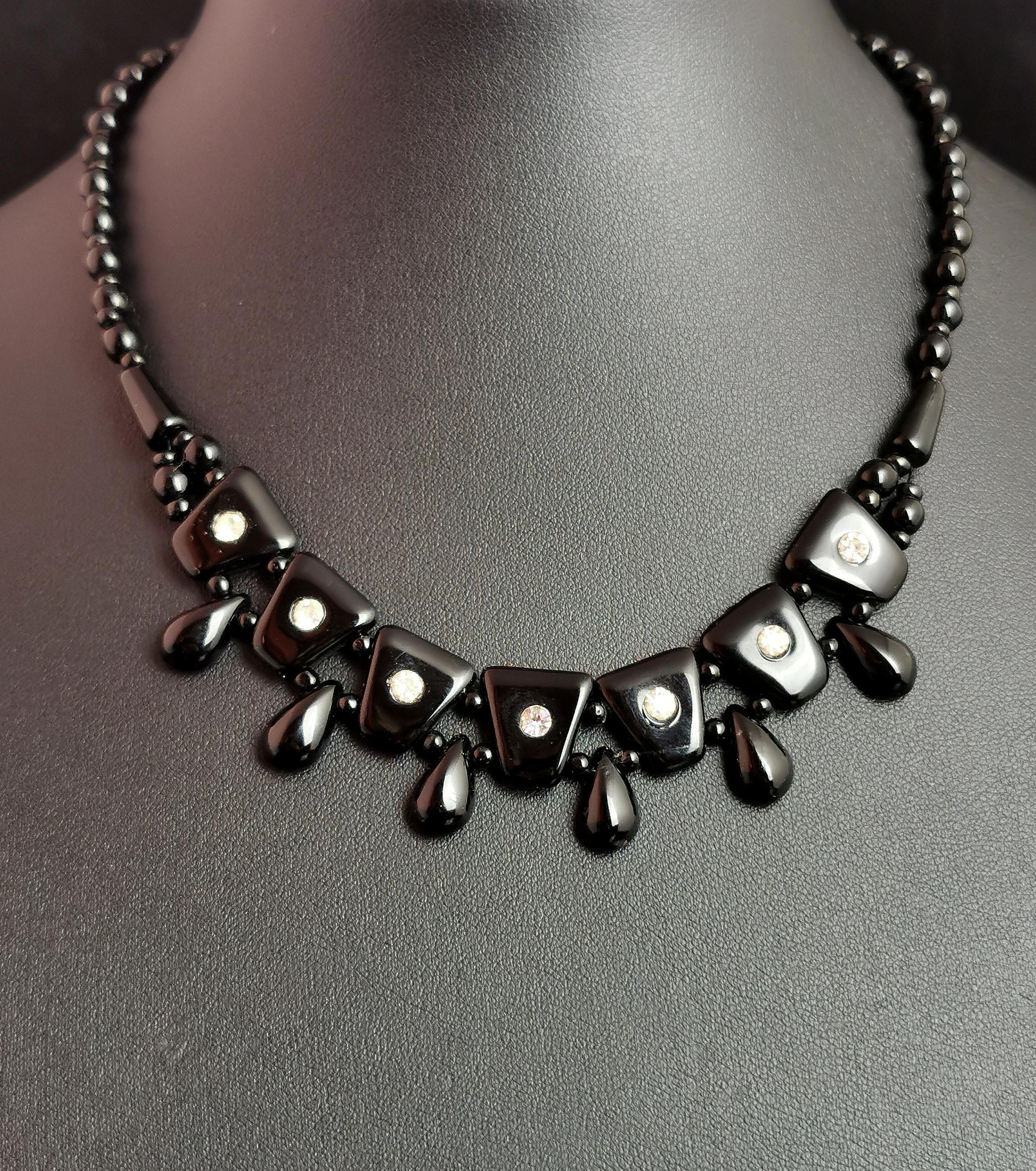 A gorgeous c1950s Art Deco style festoon necklace.

It is a shorter length necklace at 14