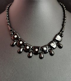 Vintage Art Deco style Festoon necklace, French jet and paste