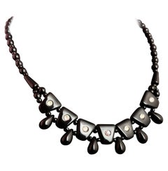 Vintage Art Deco style Festoon necklace, French jet and paste