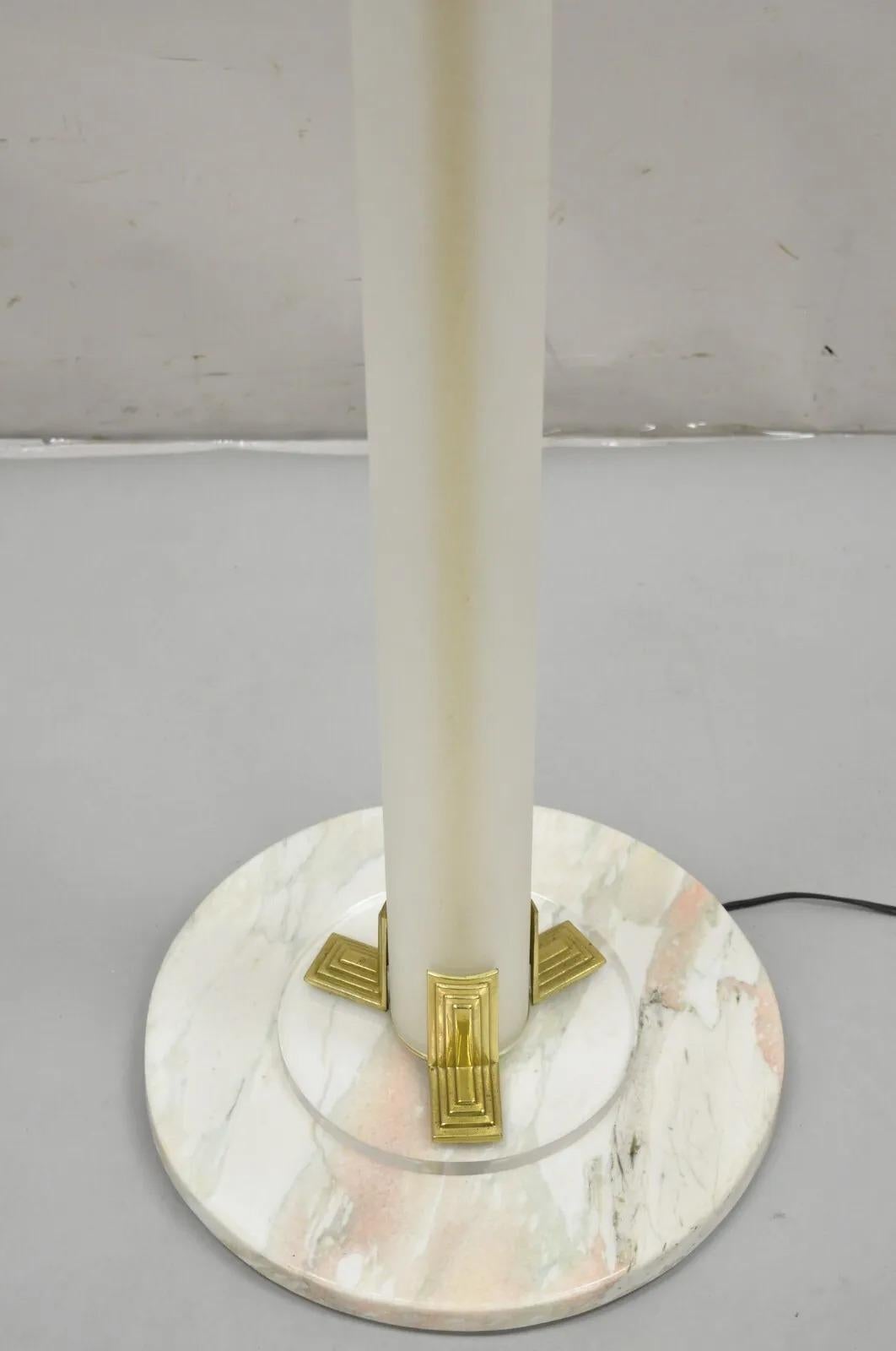 Late 20th Century Vintage Art Deco Style Figural Frosted Acrylic and Glass Torchiere Floor Lamp For Sale