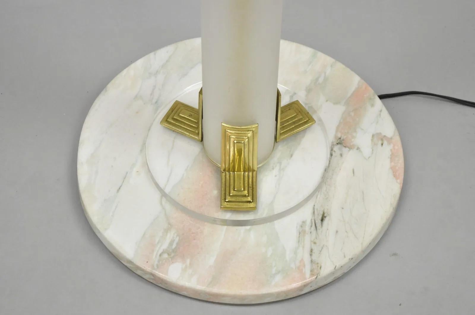 Vintage Art Deco Style Figural Frosted Acrylic and Glass Torchiere Floor Lamp For Sale 1