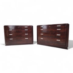 Vintage Art Deco Style Flame Mahogany Drawers by Ralph Lauren - Pair