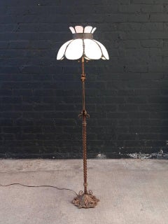 Vintage Art Deco Style Floor Lamp with Tiffany Style Shade