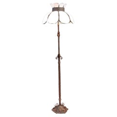 Lampadaire vintage de style Art déco avec abat-jour de style Tiffany