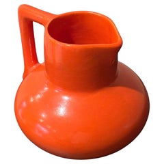 Jarra Vintage Art-Deco Gladding-McBean El Patio Flame Naranja-Rojo con Tapa