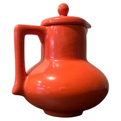 Vintage Art-Deco Stil Gladding-McBean El Patio Flame Orange-Rot Karaffe mit Deckel