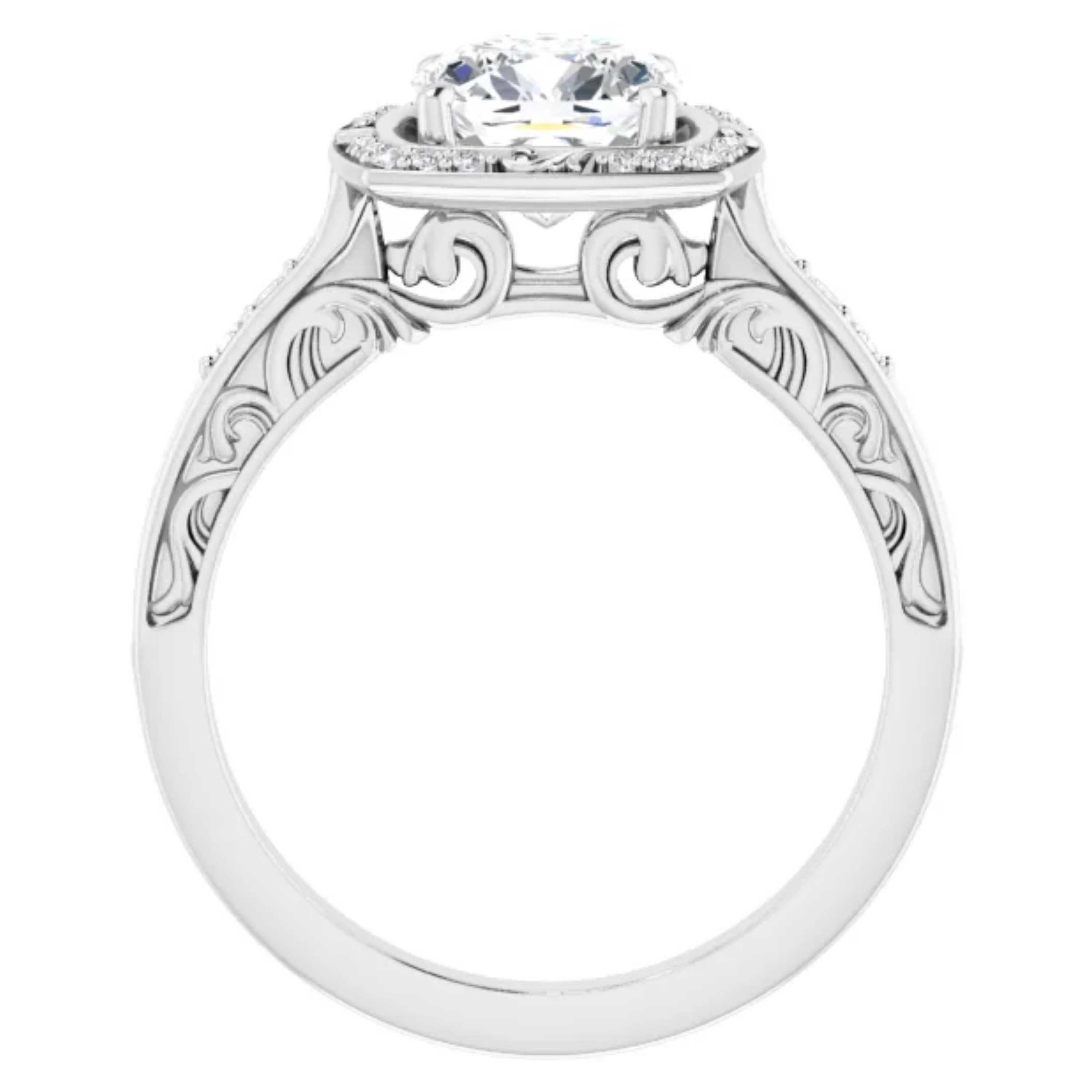 Cushion Cut Vintage Art Deco Style Halo Cushion Diamond Engagement Ring For Sale