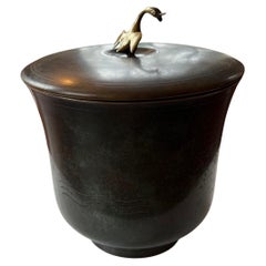Retro Art Deco Style Lidded Verdigris Bronze Bowl - Style of Carl Sorensen